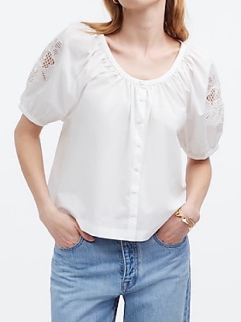 Madewell White Puff-Sleeve Blouse